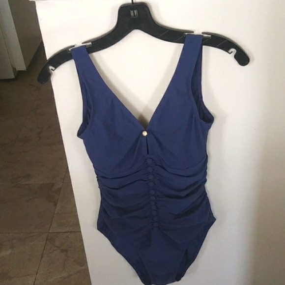 KARLA COLLETTO Other - KARLA COLLETTO RUCHED V-NECK NAVY BLUE ONE PIECE SWIMSUIT,SIZE-8